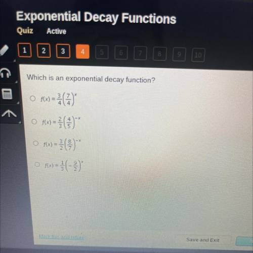 Which is an exponential decay function?