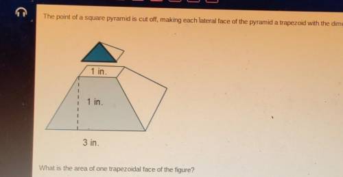 The point of a square pyramid is cut off, making each lateral face of the pyramid a trapezoid with