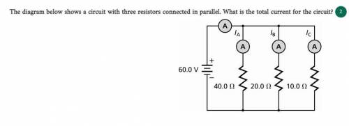 The diagram below shows a circuit with three resistors connected in parallel. What is the total cur