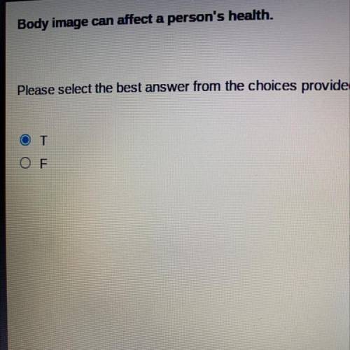 Body image can affect a person's health.

Please select the best answer from the choices provided.