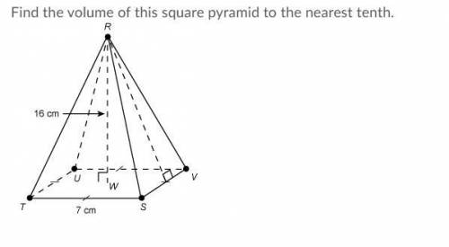 Find the volume of this square pyramid to the nearest tenth.