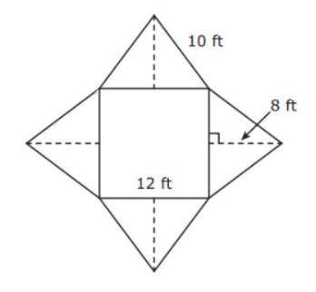 The net of a square pyramid is shown in the diagram. What is the total surface area of the pyramid