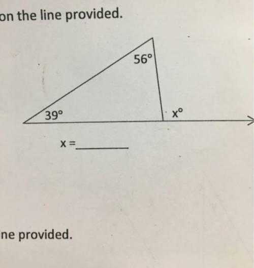 Find the value of x and the measure of the missing angle