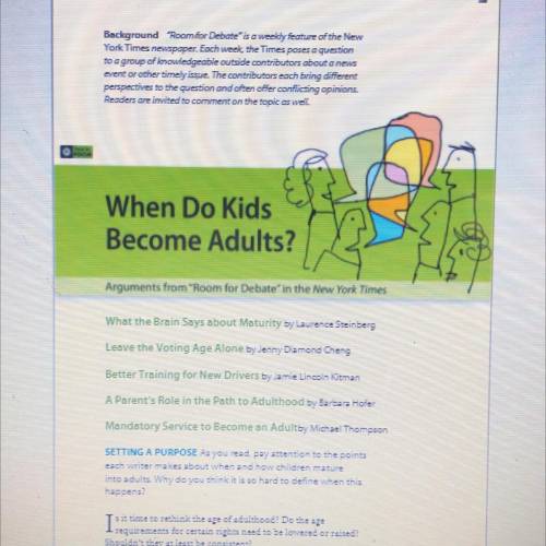 WRITE AN ESSAY ON WHEN DO KIDS BECOME ADULTS? PLEASE HELP ME