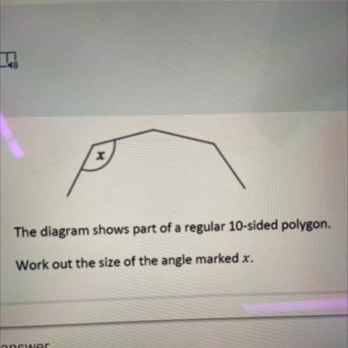 HELP

This diagram shows part of a regular 10 sided polygon.
Work out the size of angle marked x.