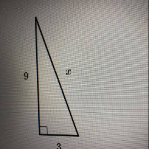 Find the value of x in the triangle shown below 9 3