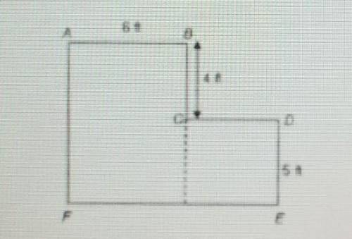 The figure is made up of a square and a rectangle. How much longer is side FE than A F?

A. 1 foot