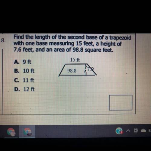 PLEAZE HELP FIND THE LENGTH OF ONE BASE ON A TRAPEZOID - WILL GIVE BRAINLIST