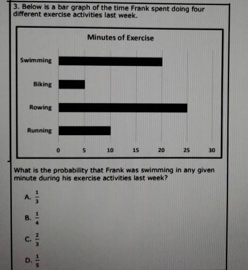 Below is bar graph of the time Frank spent during four different exercise activities last week. Swi