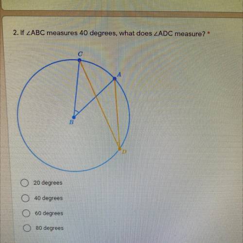 If ABC measures 40°, what does ADC measure?
