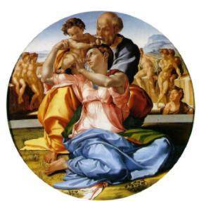 Answer the following question in 3-4 complete sentences.

Above is a piece by Michelangelo, called