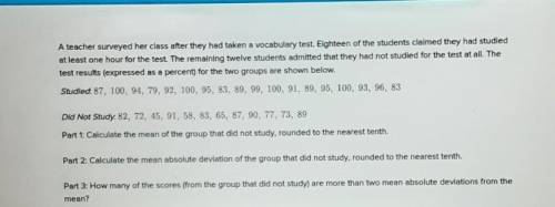 10 II 12 IJ I 14 10 A teacher surveyed her class after they had taken a vocabulary test. Eighteen o