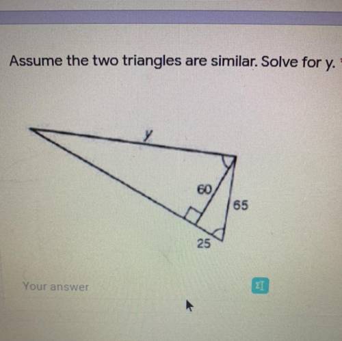 Assume the two triangles are similar . Solve for y.
