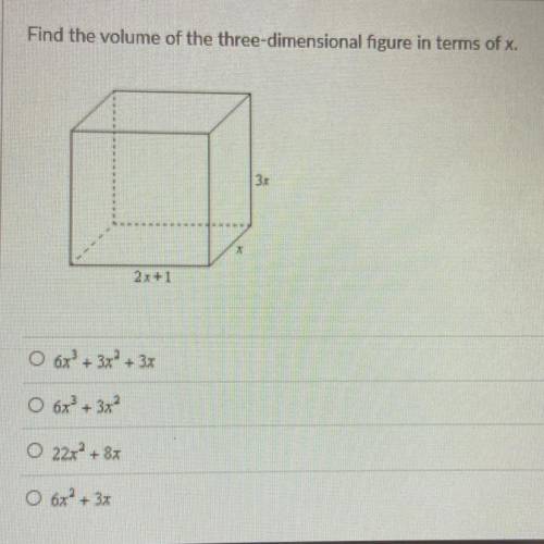 Find volume of figure in terms of x