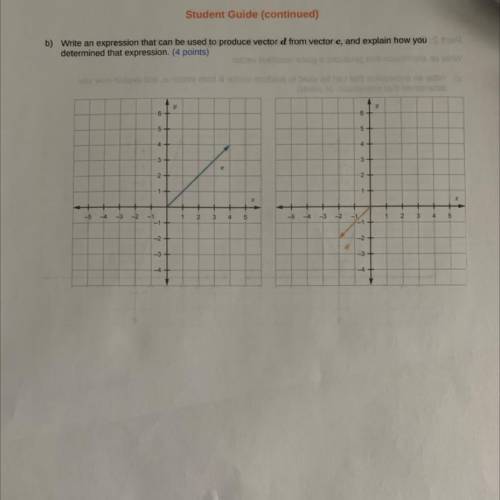 B) Write an expression that can be used to produce vector d from vector e, and explain how you

de