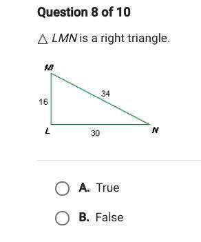 LMN is a right triangle.
A= True
B= False