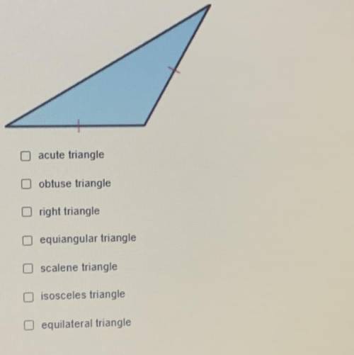 ILL GIVE BRAINLEST- select each classification that describes the triangle shown.