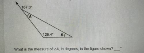 What is the measure of A, in degrees, in the figure shown?