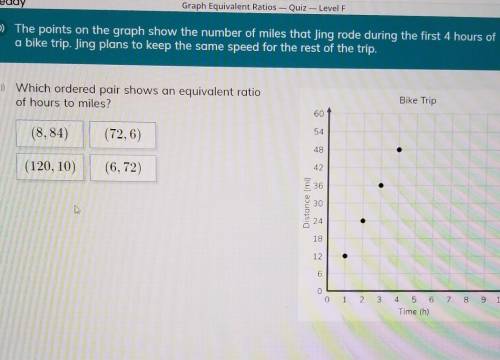 Which ordered pair shows an equivalent ratio of hours to miles​