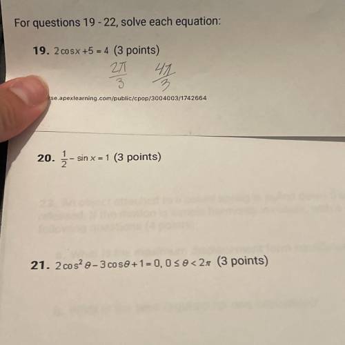 I WILL GIVE BRAINLIEST I RLLY NEED HELP please solve 20 and 21