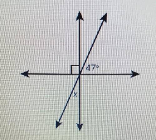 What is the measure of angle x? Enter your answer in the box. x=​