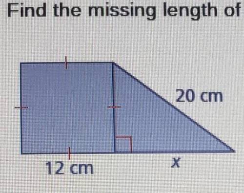 Find the lengjth of the missing figure.x=__cm​