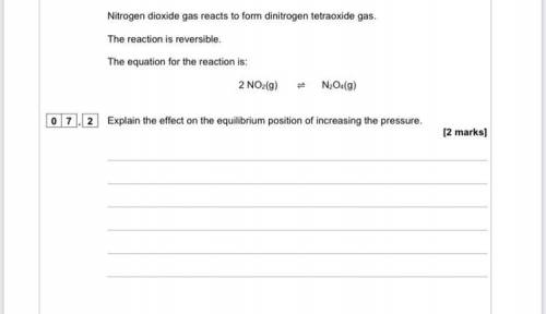 Nitrogen dioxide gas reacts to form dinitrogen tetraoxide gas.