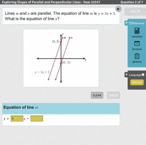 What’s the equation of line n?