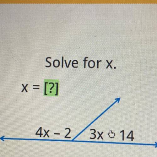 Solve for x.
x = [?]
4x - 2/3x 14