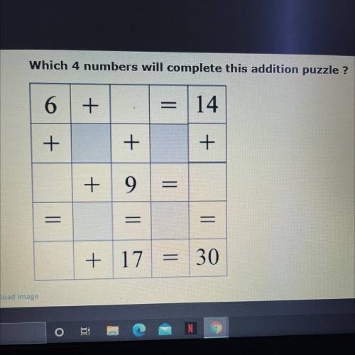 Which four numbers will complete this addition puzzle?