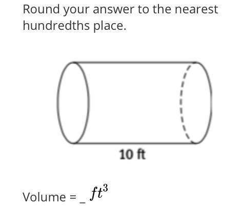 The length of a cylindrical tube is 10 feet. What is the volume of the tube if the circumference of