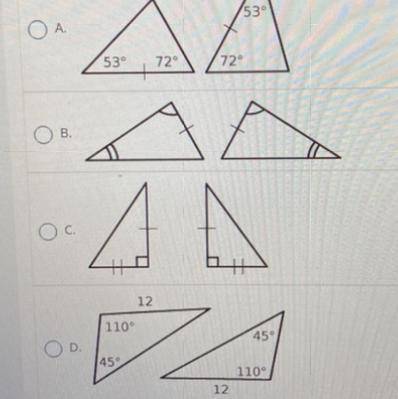Which pair of triangles can be proven congruent by ASA?