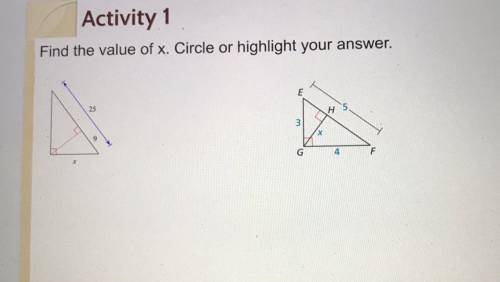 Find the value of x for the triangles