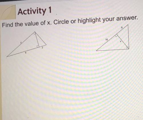 Find the value of x for the tow triangles