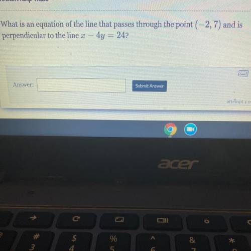 What is an equation of the line that passes through the point (- 2, 7) and is perpendicular to the