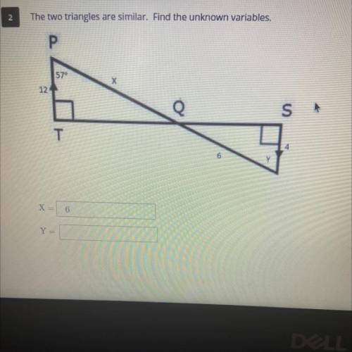 The two triangles are similar. Find the unknown variables.
