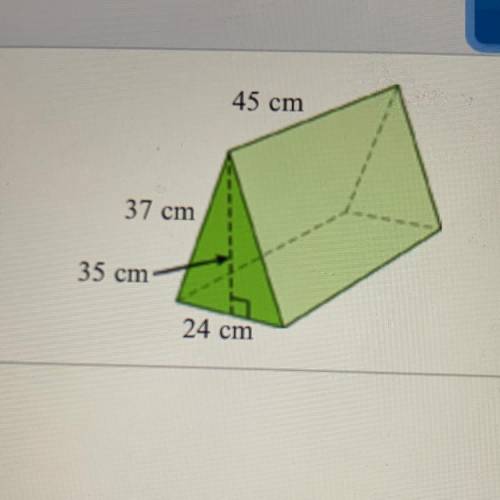 Find the surface area of the triangular prism. The base of the

prism is an isosceles triangle.
45
