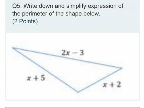 Write down and simplify expression of the perimeter of the shape below. 
Simplified Please !