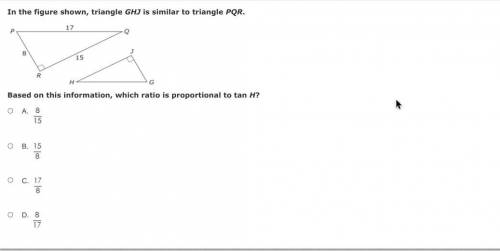 In the figure shown, triangle GHJ is similar to triangle PQR.

Based on this information, which ra