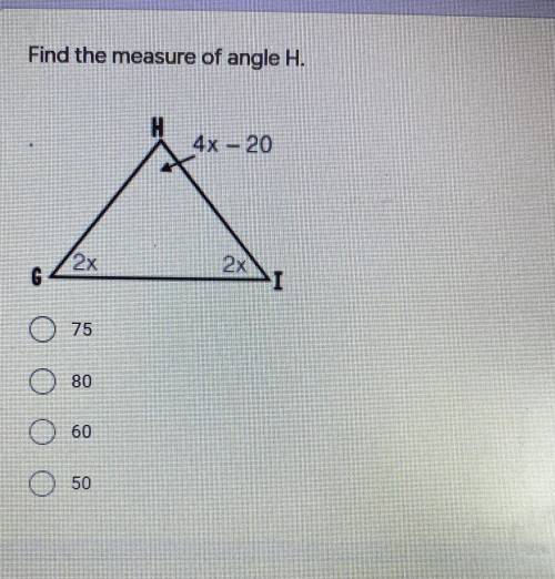 Find the measure of angle H