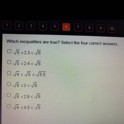 Which inequalities are true? Select the four correct answers. 
Much thanks for who answers!!