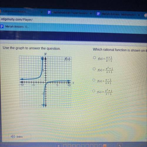 Which rational function is shown on the graph?
