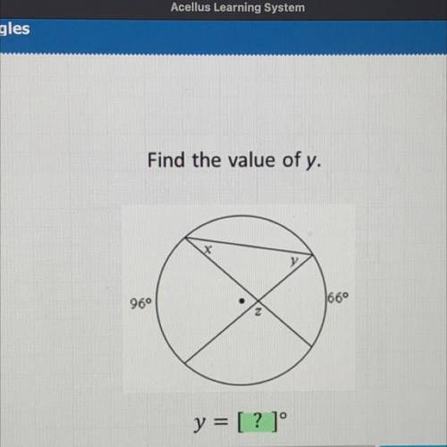 Find the value of y,
96
66