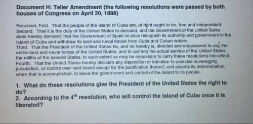 1. What do these resolutions give the President of the United States the right to do ?

2. Accord