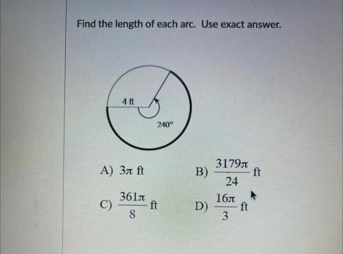 Find the length of the arc. Use exact answer