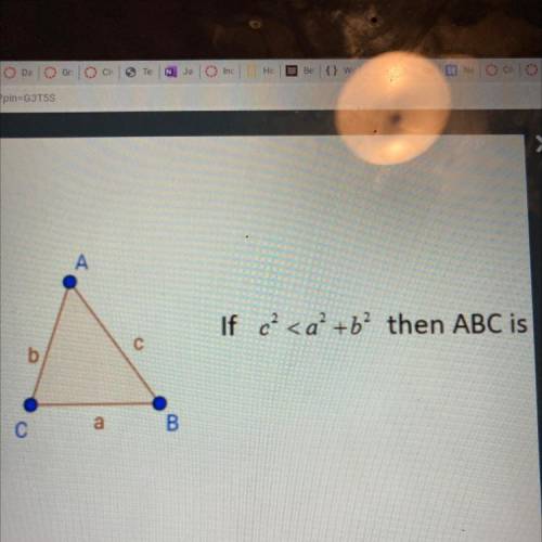 Triangle ABC is what kind of Triangle? 
1.Isoscles 
2. Right 
3.Obtuse
4.Acute