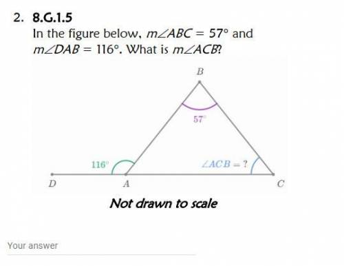 Pls help! In the figure below, m∠ABC = 57 degrees and m∠DAB =116 degrees. What is m∠ABC?