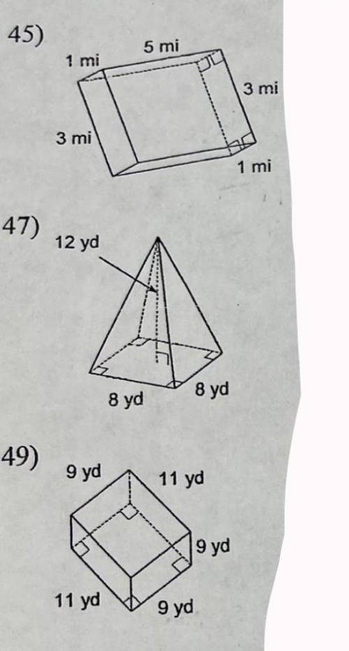 Please help me find the volume of these figures. (Geometry)