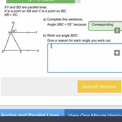 What is angle BXC and why?? Please help