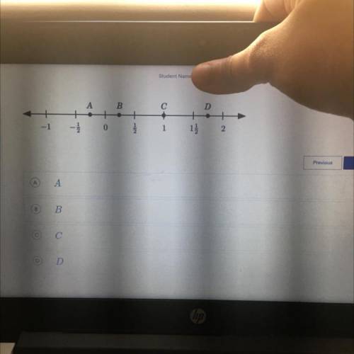 If x plus 3/4 = 1, then which point on the number line could be x?